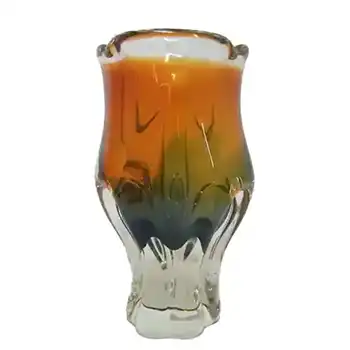 (image for) Chřibská #240/1/19 Czech Orange & Green Glass Vase