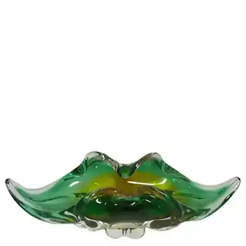 (image for) Chřibská #296/5/30 Czech Green & Amber Glass Bowl