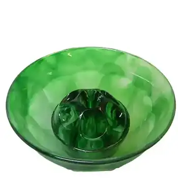 (image for) Davidson #248F Art Deco Green Cloud Glass Flower Bowl