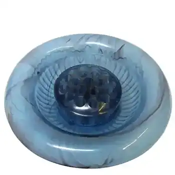 (image for) Davidson #1910MD Art Deco Blue Cloud Glass Flower Bowl