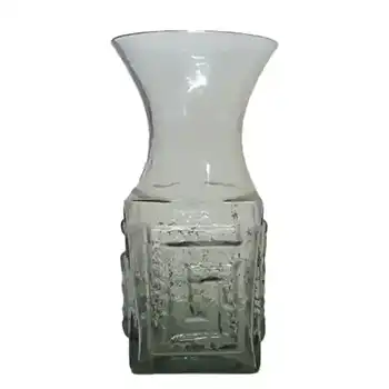 (image for) Dartington #FT58 Frank Thrower Greek Key Grey Glass Vase