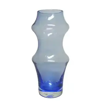 (image for) Dartington Hooped Blue Cased Glass Vase - Signed