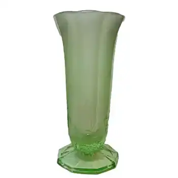 (image for) Jobling #11400 or Sowerby Green Art Deco Glass Bird + Panel Vase