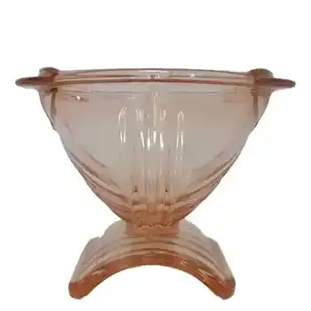 (image for) Stölzle Czech Art Deco 1930's Pink Glass Footed Bowl