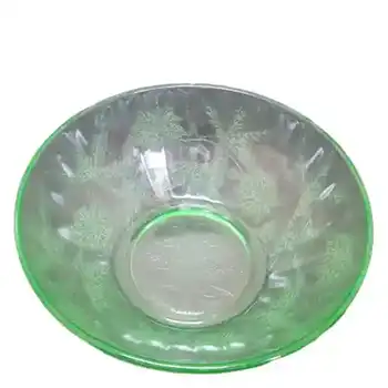 (image for) Jeannette Poinsettia Floral Green Depression Glass Bowl