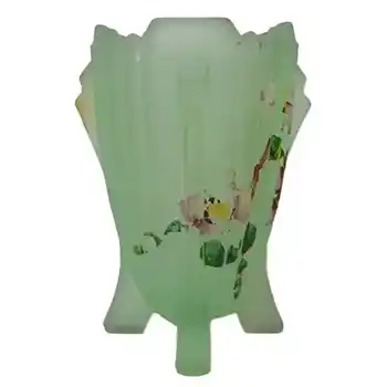 (image for) Bagley #3057 Art Deco 3.75" Painted Green Glass 'Bedford' Vase