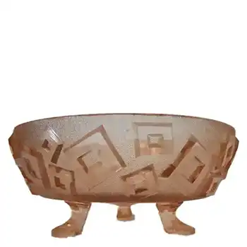 (image for) Libochovice Czech Art Deco 1930's Pink Glass Bowl #1442
