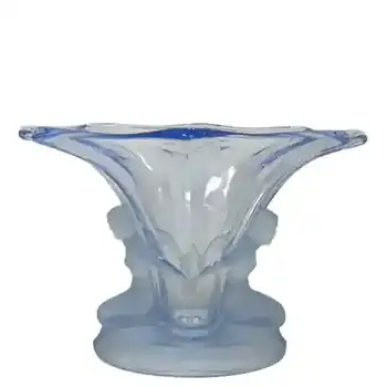 (image for) 1930's Walther & Söhne Art Deco Blue Glass Windsor Vase