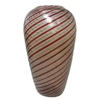 (image for) Murano Red Filigree + Copper Aventurine Glass Vase