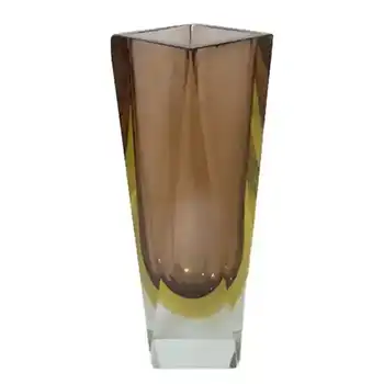 (image for) Large Murano/Sommerso Faceted Glass Block Vase