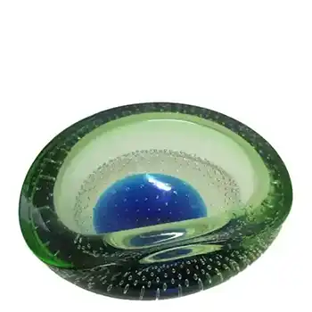 (image for) Galliano Ferro Murano Blue & Green Glass Bullicante Bowl