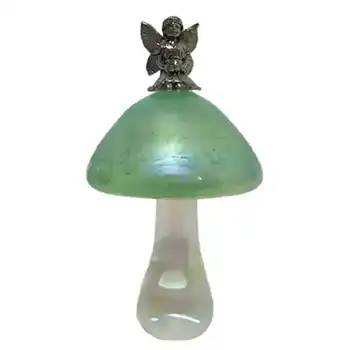 (image for) Heron Green Glass Mushroom + Angel Paperweight - Boxed