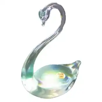 (image for) Beautiful Heron Glass Green Iridescent Swan Sculpture