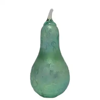 (image for) Heron Glass Green Iridescent Pear Paperweight - Boxed