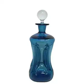 (image for) Holmegaard / Jacob Bang Blue Glass 9" 'Cluck Cluck' Decanter/Bottle