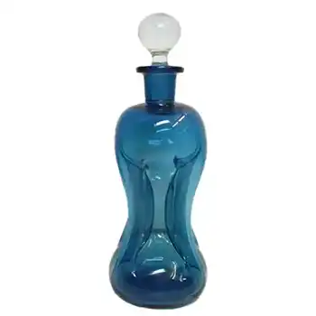 (image for) Holmegaard / Jacob Bang Blue Glass 10.75" 'Cluck Cluck' Decanter/Bottle