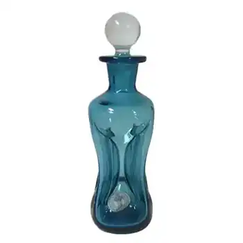 (image for) Holmegaard / Jacob Bang Blue Glass 6" 'Cluck Cluck' Decanter/Bottle