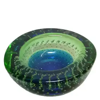 (image for) Galliano Ferro Murano Blue & Green Glass Bullicante Bowl
