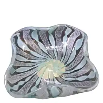(image for) Murano Latticino/Zanfirico & Aventurine Glass Dish/Bowl