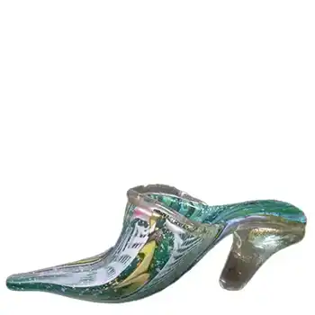 (image for) Murano Latticino/Zanfirico & Aventurine Glass Shoe Bowl