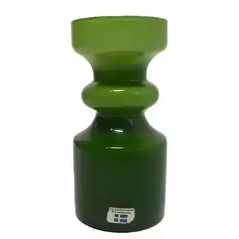 (image for) Lindshammar 1970's Swedish Green Glass Vase - Labelled