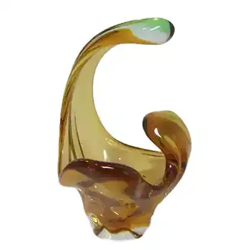 (image for) Mstisov/Moser Czech Amber & Green Glass Sculpture Bowl