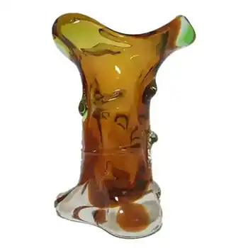 (image for) Mstisov/Moser Czech Amber & Green Glass Organic Vase