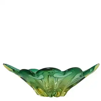 (image for) Cristallo Venezia CCC Murano Green & Amber Sommerso Glass Bowl