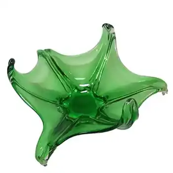 (image for) Cristallo Venezia CCC Murano Green Glass Sculpture Bowl