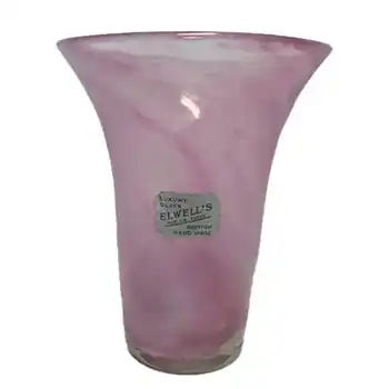 (image for) Nazeing 1950's Clouded Pink Bubble Glass Vase - Label