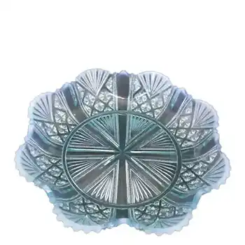 (image for) Davidson 1900 Blue Pearline Glass 8.25" 'Lords & Ladies' Bowl