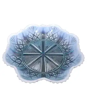 (image for) Davidson 1900 Blue Pearline Glass 6.25" 'Lords & Ladies' Bowl