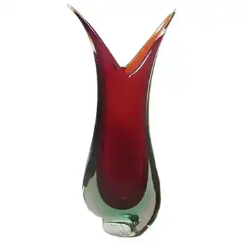 (image for) Large Murano/Sommerso Organic Red + Blue Glass Vase