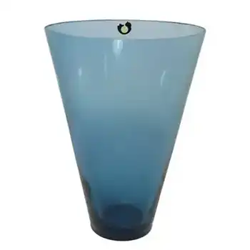 (image for) Swedish Pukeberg Blue Glass Vase c. 1960's - Labelled