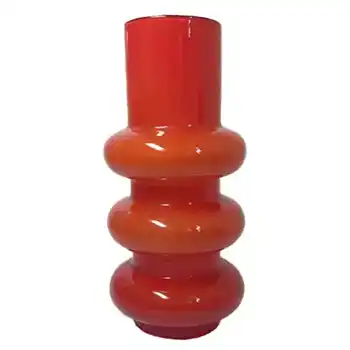 (image for) Ryd Glasbruk Swedish / Scandinavian Red Glass Hooped 8" Vase