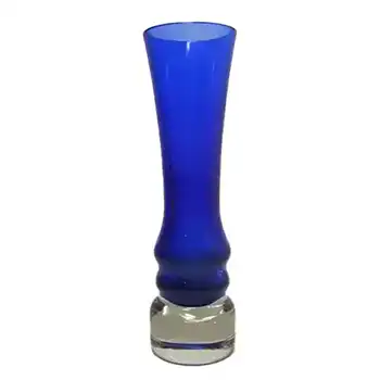 (image for) Sea Glasbruk 1970's Swedish Blue Cased Glass Stem Vase