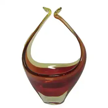 (image for) Murano/Sommerso Red Glass Organic Sculpture Bowl/Dish