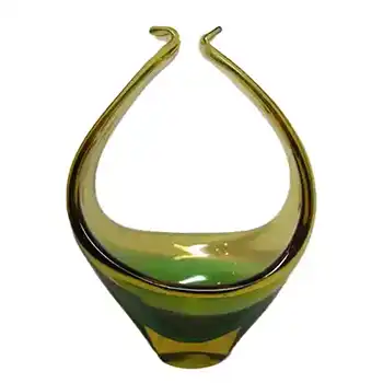 (image for) Murano/Sommerso Green Glass Organic Sculpture Bowl/Dish