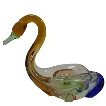 (image for) Bohemian Mstisov Glass Swan Sculpture - Frantisek Zemek