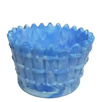 (image for) Victorian 1890's Blue Malachite/Slag Glass Bowl