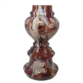 (image for) Welz Czech Cadmium Yellow, Oxblood & White Spatter Glass Vase