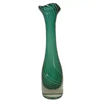 (image for) Scandinavian Green & White Spiral Cased Glass Vase