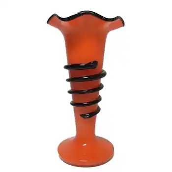 (image for) Welz Czech Art Deco Red & Black Tango Glass Vase