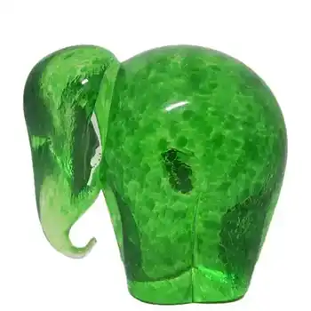 (image for) Wedgwood Green Glass Elephant Paperweight - Acid Stamp