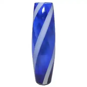 (image for) Cristalleria Artistica Toscana / Alrose Empoli Blue & White Glass Vase
