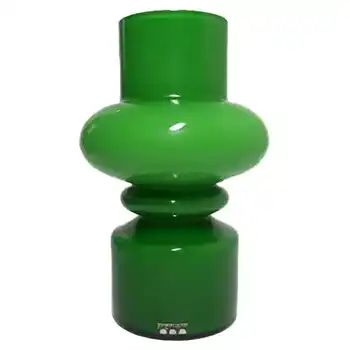 (image for) Alsterbro Green Cased Glass Hooped Vase by Gunnar Ander - Labelled