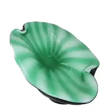 (image for) Murano Biomorphic Cased Green Glass Sculpture Bowl