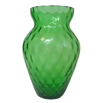 (image for) Borske Sklo 1950's Green Glass Optical 'Caro' Vase