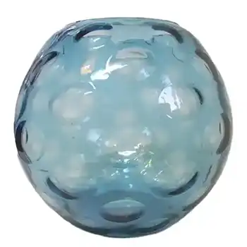 (image for) Large Borske Sklo Blue Glass Optical 'Olives' Vase