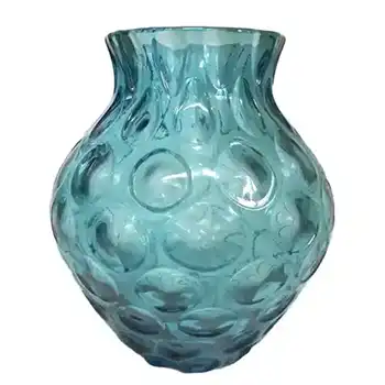 (image for) Borske Sklo 1950's Blue Glass Optical 'Olives' Vase